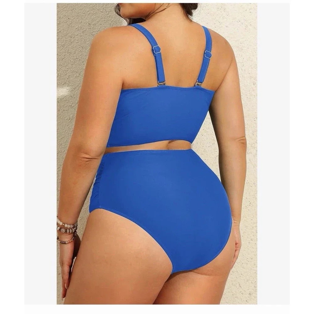 Daci Plus Size Two Piece Swimsuit High Waisted Tummy Control Bikini Push Up 16W